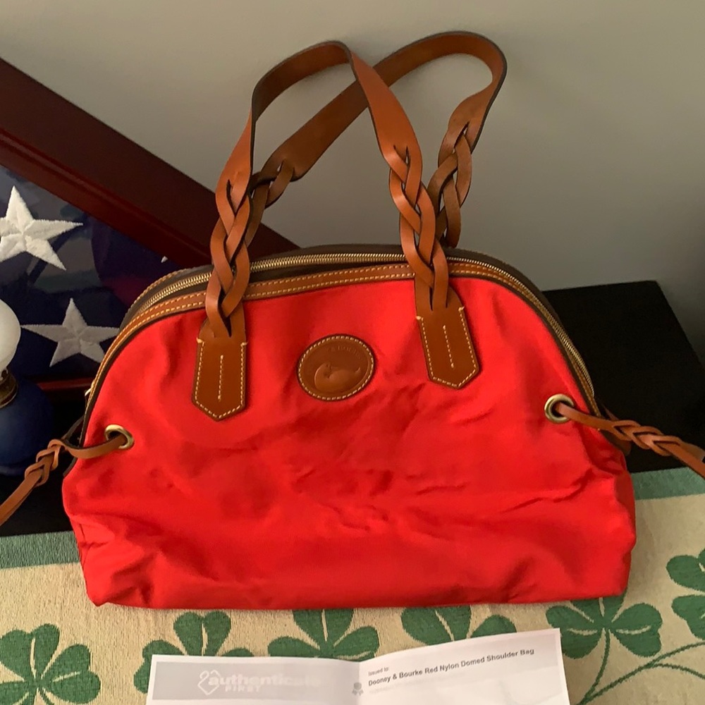 Dooney & Bourke Red Nylon Domed Satchel